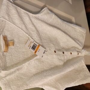 New with tag, Michael Kors Ivory Textured Sleeveless Blouse.